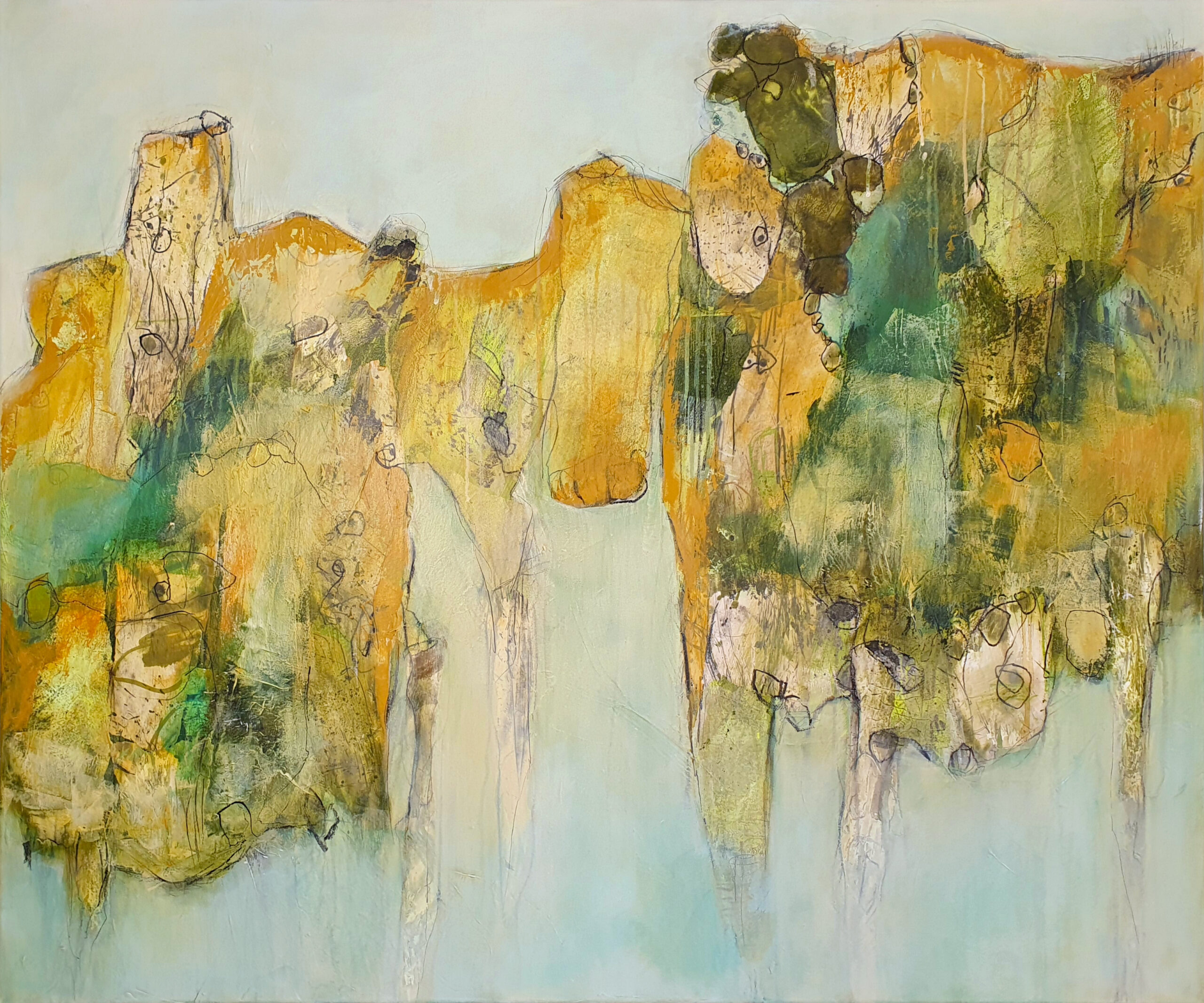 Karin Frommann
Organische (Un)Ordnung
Acryl-Mischtechnik auf Leinwand
100 x 120 cm, 2026