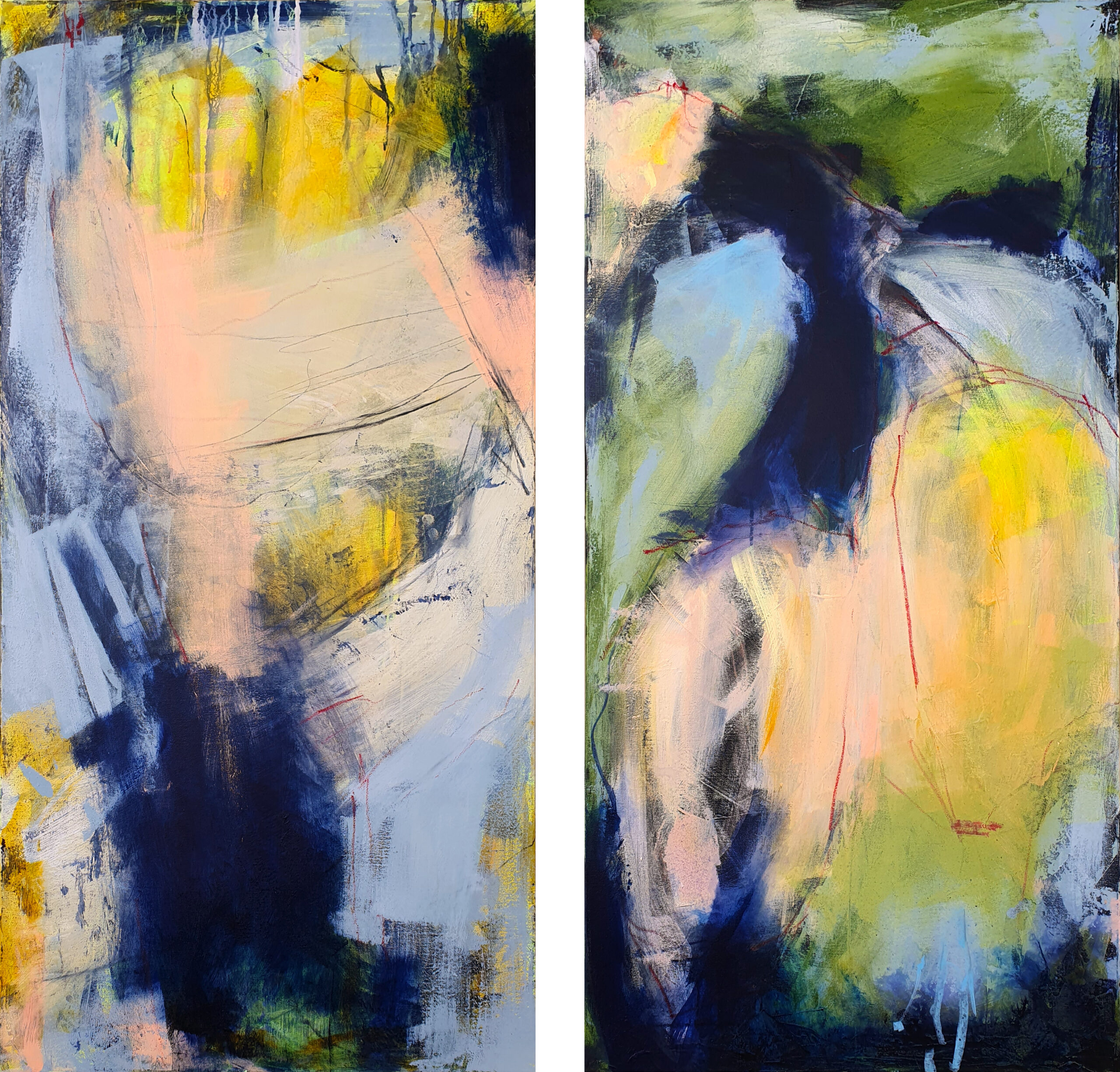 Karin Frommann
Sommernacht 1+2
Acryl-Mischtechnik auf Leinwand
je 120 x 60 cm, 2026