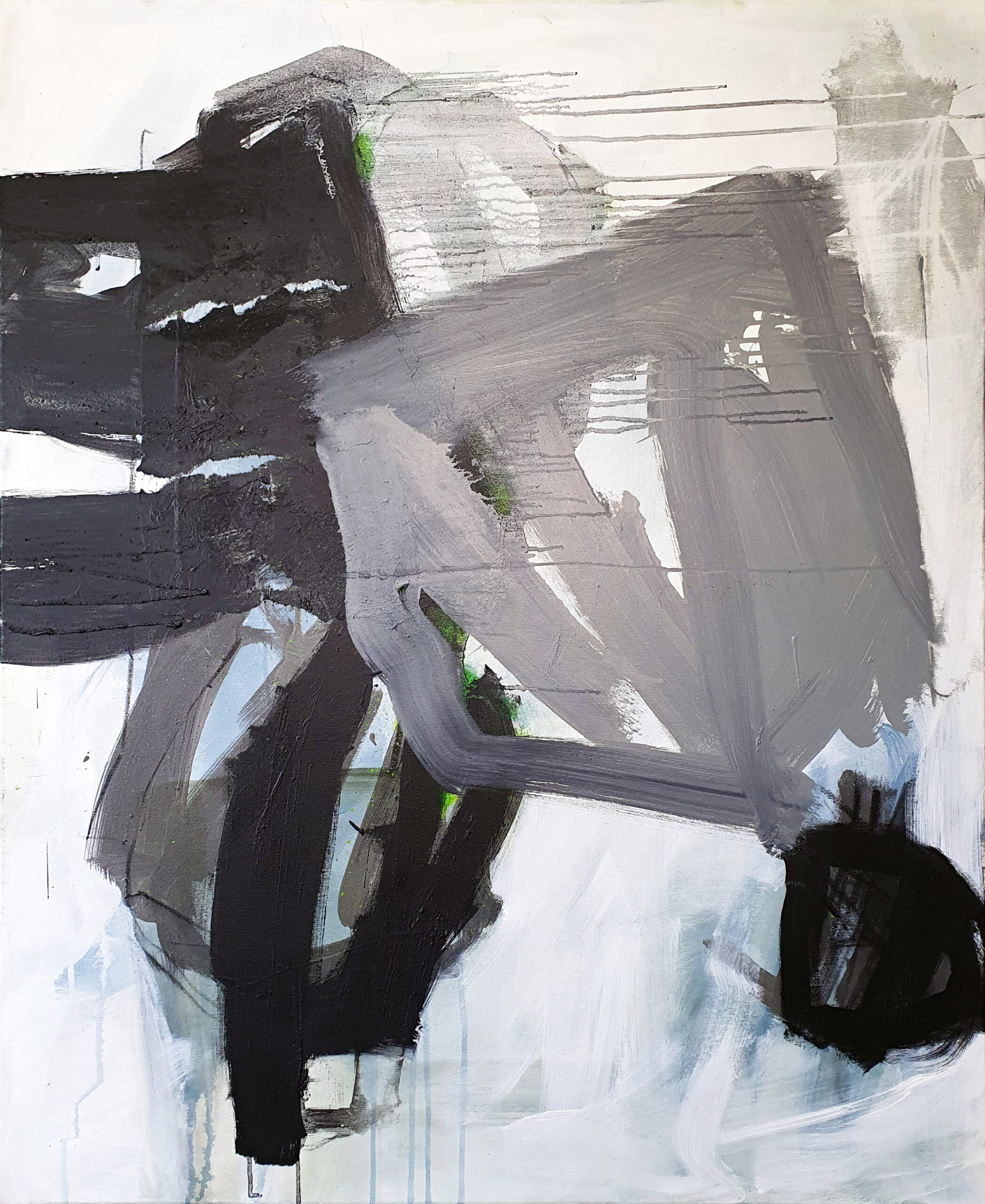 Karin Frommann
Everything in Its Right Place
Acryl-Mischtechnik auf Leinwand
110 x 90 cm, 2026