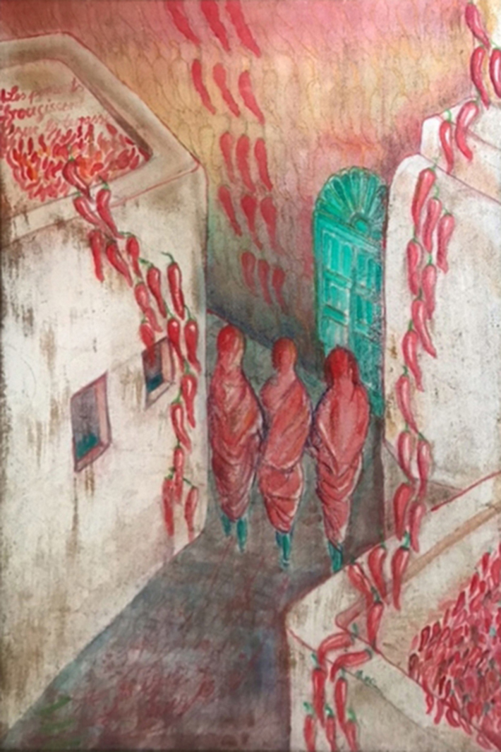 Brigitte Farschon
Peperons reifen
Aquarell auf Karton, 120 x 80 cm