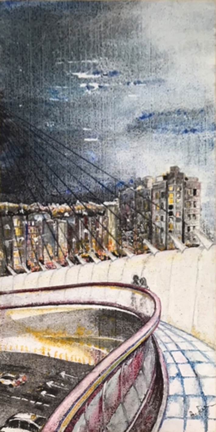 Brigitte Farschon
Brücke I
Aquarell auf Styropor, 100 x 50 cm